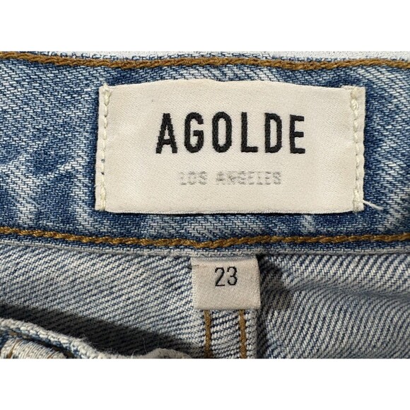 Agolde Jeans Womens Riley Straight Leg High Rise Blue Denim Button Fly Sz 23 - Picture 7 of 13